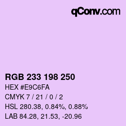 Color code: RGB 233 198 250 | qconv.com