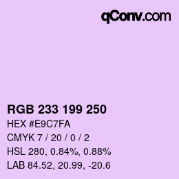 Color code: RGB 233 199 250 | qconv.com
