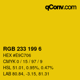 Color code: RGB 233 199 6 | qconv.com