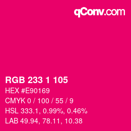 Code couleur: RGB 233 1 105 | qconv.com