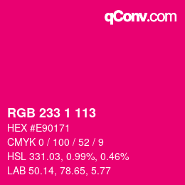 Farbcode: RGB 233 1 113 | qconv.com