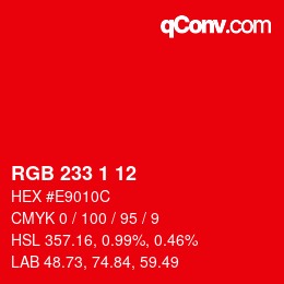 Color code: RGB 233 1 12 | qconv.com