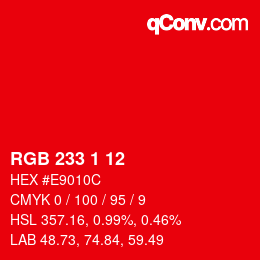 カラーコード: RGB 233 1 12 | qconv.com