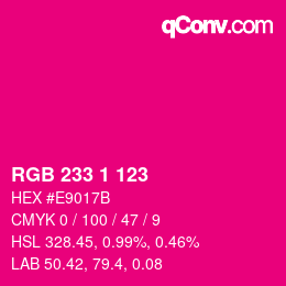 カラーコード: RGB 233 1 123 | qconv.com