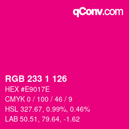 Code couleur: RGB 233 1 126 | qconv.com