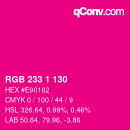 カラーコード: RGB 233 1 130 | qconv.com