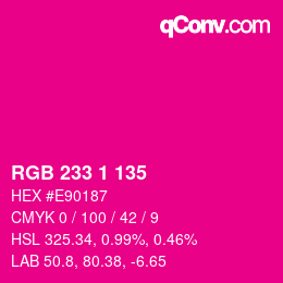 カラーコード: RGB 233 1 135 | qconv.com
