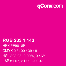 カラーコード: RGB 233 1 143 | qconv.com
