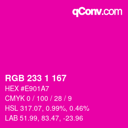 Color code: RGB 233 1 167 | qconv.com