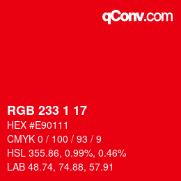 カラーコード: RGB 233 1 17 | qconv.com