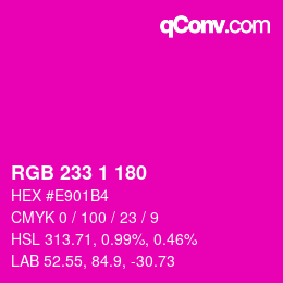 カラーコード: RGB 233 1 180 | qconv.com