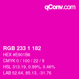 カラーコード: RGB 233 1 182 | qconv.com