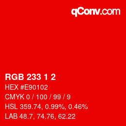 カラーコード: RGB 233 1 2 | qconv.com