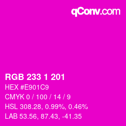 Color code: RGB 233 1 201 | qconv.com