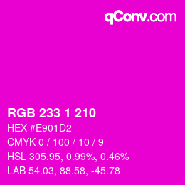 カラーコード: RGB 233 1 210 | qconv.com