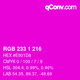 カラーコード: RGB 233 1 216 | qconv.com