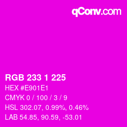 カラーコード: RGB 233 1 225 | qconv.com