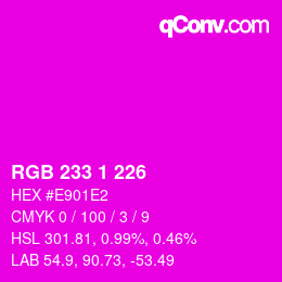 Color code: RGB 233 1 226 | qconv.com