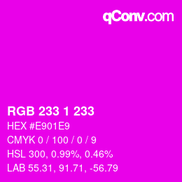 Color code: RGB 233 1 233 | qconv.com