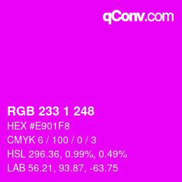 カラーコード: RGB 233 1 248 | qconv.com