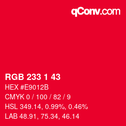 Color code: RGB 233 1 43 | qconv.com