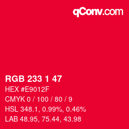 Color code: RGB 233 1 47 | qconv.com