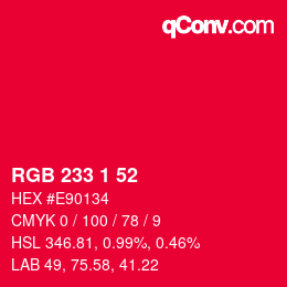Color code: RGB 233 1 52 | qconv.com