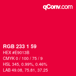 カラーコード: RGB 233 1 59 | qconv.com