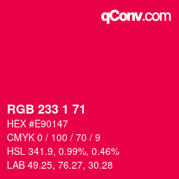 Color code: RGB 233 1 71 | qconv.com