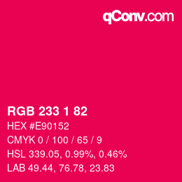 Color code: RGB 233 1 82 | qconv.com