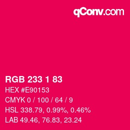 カラーコード: RGB 233 1 83 | qconv.com