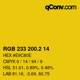 カラーコード: RGB 233 200.2 14 | qconv.com