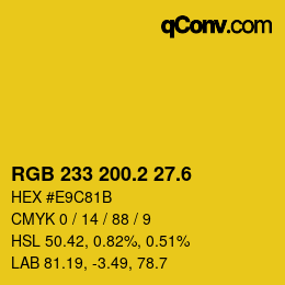 カラーコード: RGB 233 200.2 27.6 | qconv.com