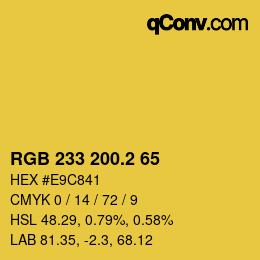カラーコード: RGB 233 200.2 65 | qconv.com