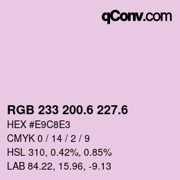 カラーコード: RGB 233 200.6 227.6 | qconv.com