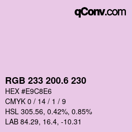 カラーコード: RGB 233 200.6 230 | qconv.com