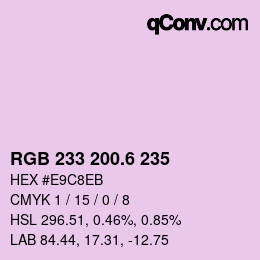 カラーコード: RGB 233 200.6 235 | qconv.com