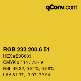 カラーコード: RGB 233 200.6 51 | qconv.com