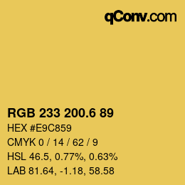 カラーコード: RGB 233 200.6 89 | qconv.com