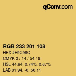 Color code: RGB 233 201 108 | qconv.com