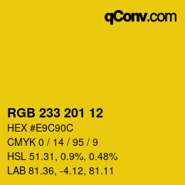 Color code: RGB 233 201 12 | qconv.com
