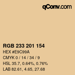Color code: RGB 233 201 154 | qconv.com