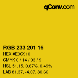 Color code: RGB 233 201 16 | qconv.com