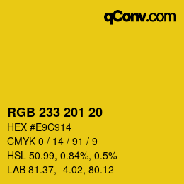 Color code: RGB 233 201 20 | qconv.com
