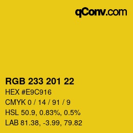 Color code: RGB 233 201 22 | qconv.com