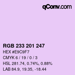 Color code: RGB 233 201 247 | qconv.com