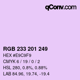 Color code: RGB 233 201 249 | qconv.com