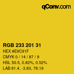 Color code: RGB 233 201 31 | qconv.com