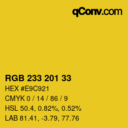 Color code: RGB 233 201 33 | qconv.com