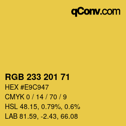 Color code: RGB 233 201 71 | qconv.com